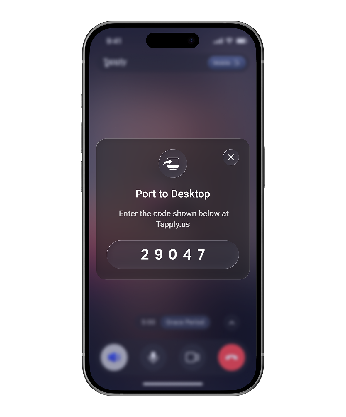 Port session to desktop for screen sharing in browser